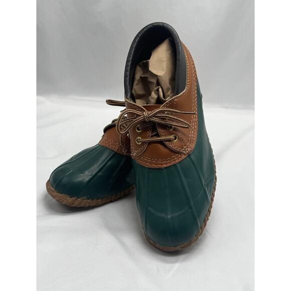 EDDIE BAUER Womens Duck Boots SIZE 10 Green LEATHER RAIN DUCK HUNTING Outdoor - Picture 1 of 9